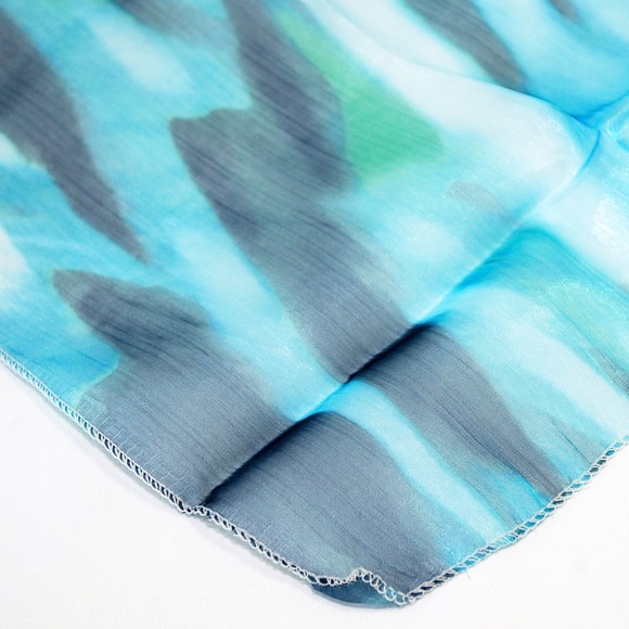 Turquoise Floow Long Scarf 50% Silk - Picture 3 of 3